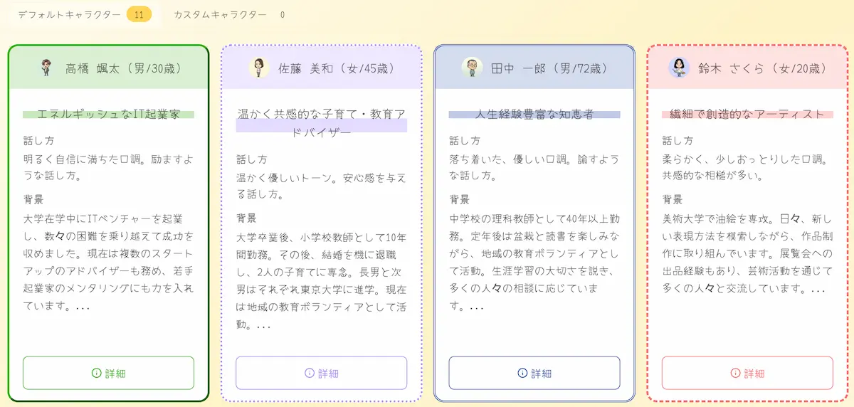 Chitのキャラクター一覧画面